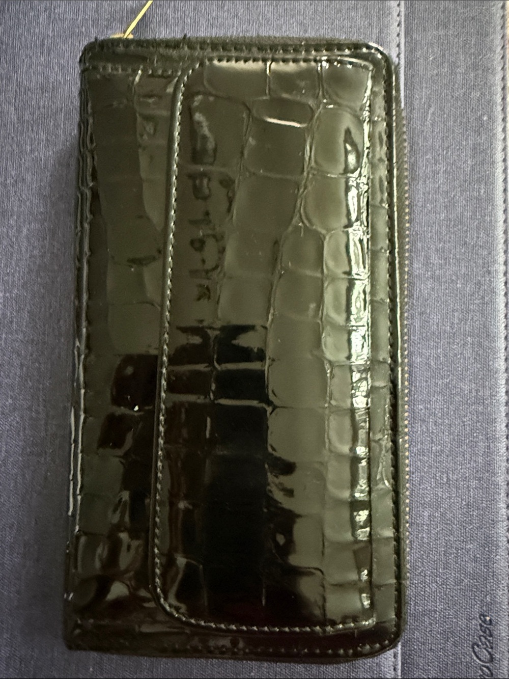 Vintage Patent Zip Around Wallet
